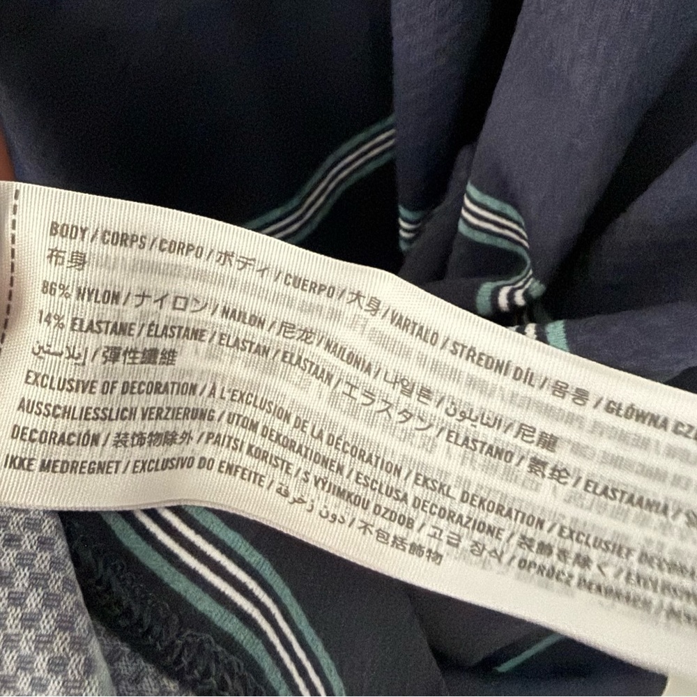 Abercrombie & Fitch Soft A&F Navy Striped Air Knit Polo - Picture 7 of 8